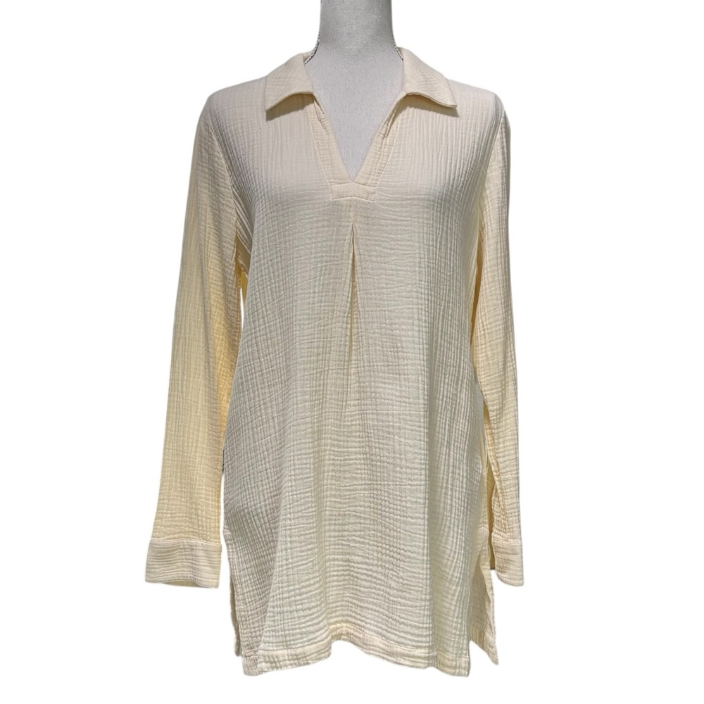 SOFT SURROUNDINGS - SIZE MEDIUM - BUTTER YELLOW GAUZE LIKE FABRIC - TUNIC B11 - Picture 2 of 12